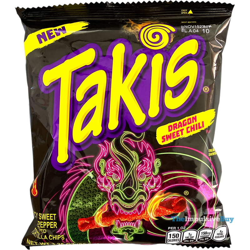 Takis Tortilla Chips, Dragon Sweet Chili, Hot 3.25oz Bag