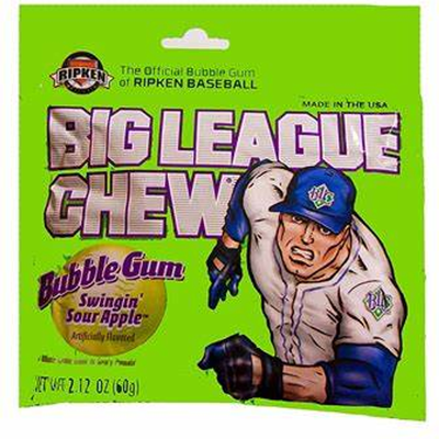 Big League Chew Sour Apple Bubble Gum 2.12oz Bag