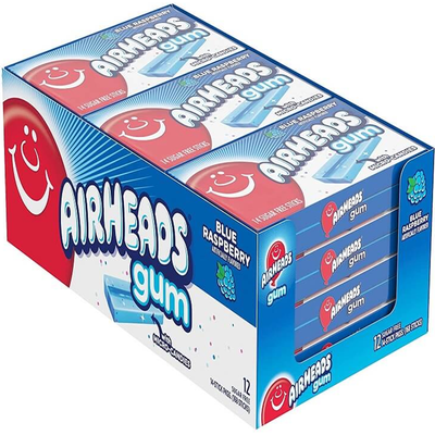 Air Heads Sugar Free Gum Blue Raspberry - with Micro Candies 33.6g Box
