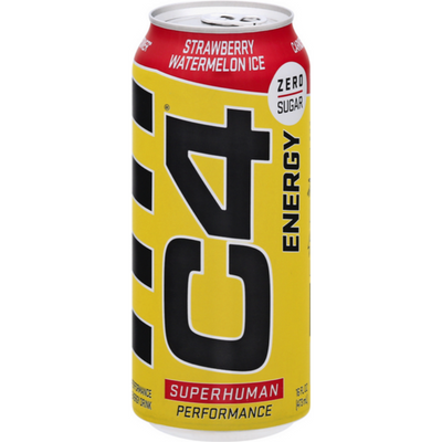 C4 Energy Carbonated Strawberry Watermelon Ice Zero Sugar 16 oz Can